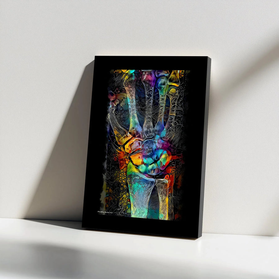 Anatomical Hand Wall Art | Colorful Abstract Medical Illustration | Premium Gallery Wrap Canvas | Doctor Office Decor Gift