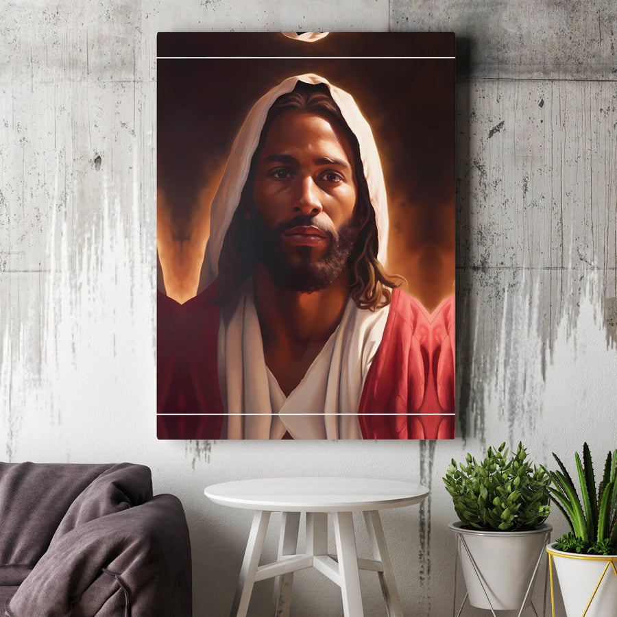 Black Jesus Canvas Wall Art | Modern Christian Portrait | Gallery-Quality Print | Inspirational Christian Gift for Home Decor