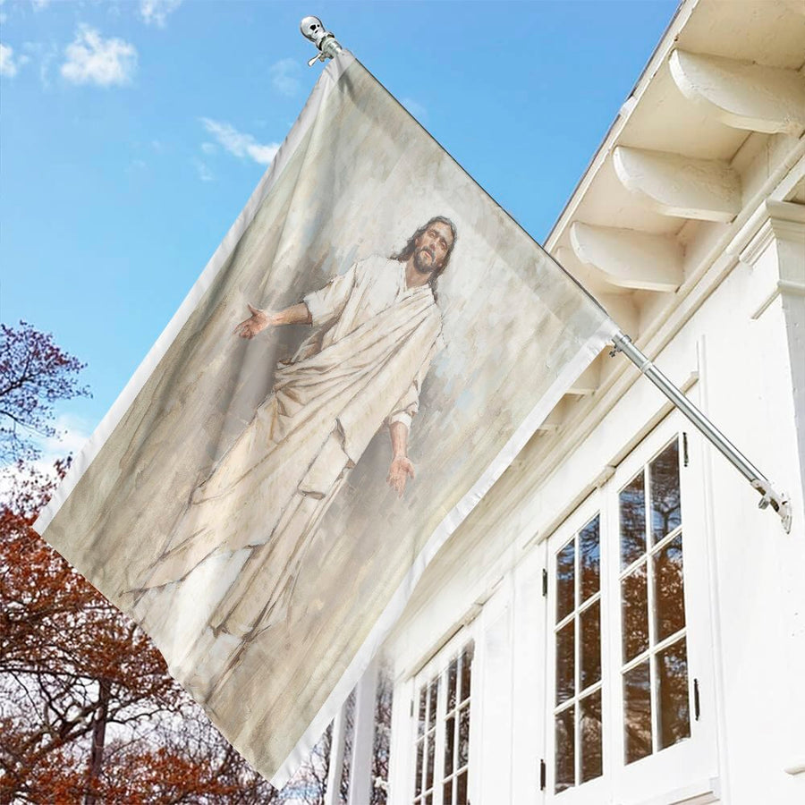 Jesus Garden Flag | Ascension Watercolor Art | UV-Resistant Polyester | Faithful Christian Garden Decor & Religious Home Gift