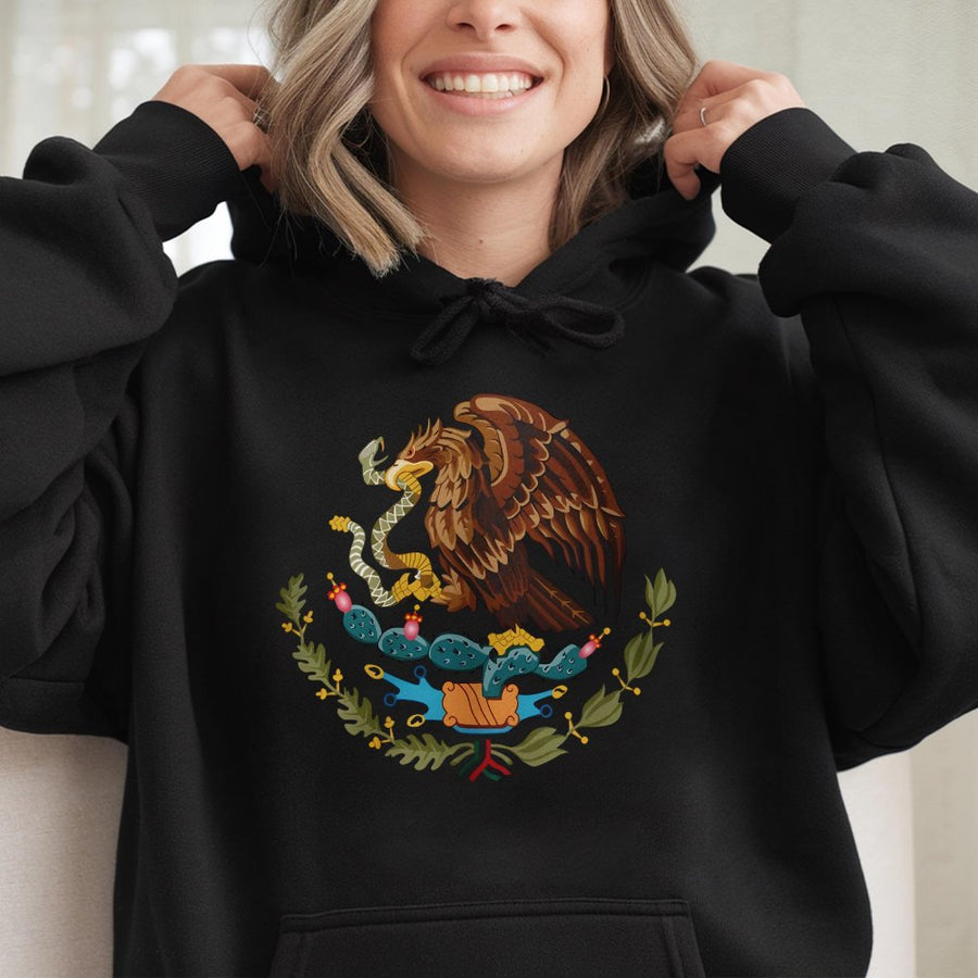 Mexico Eagle Hoodie | Mexican Coat of Arms Emblem Graphic | Premium Cotton Blend | Unisex Heritage Gift for Proud Mexicans