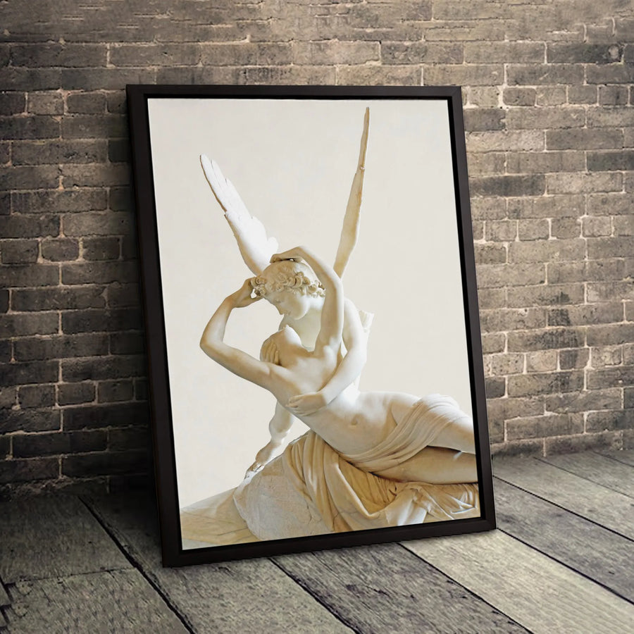 Psyche Revived By Cupid's Kiss Canvas | Antonio Canova Sculpture Art | Premium Gallery Wrapped Print | Romantic Neoclassical Home Decor Gift