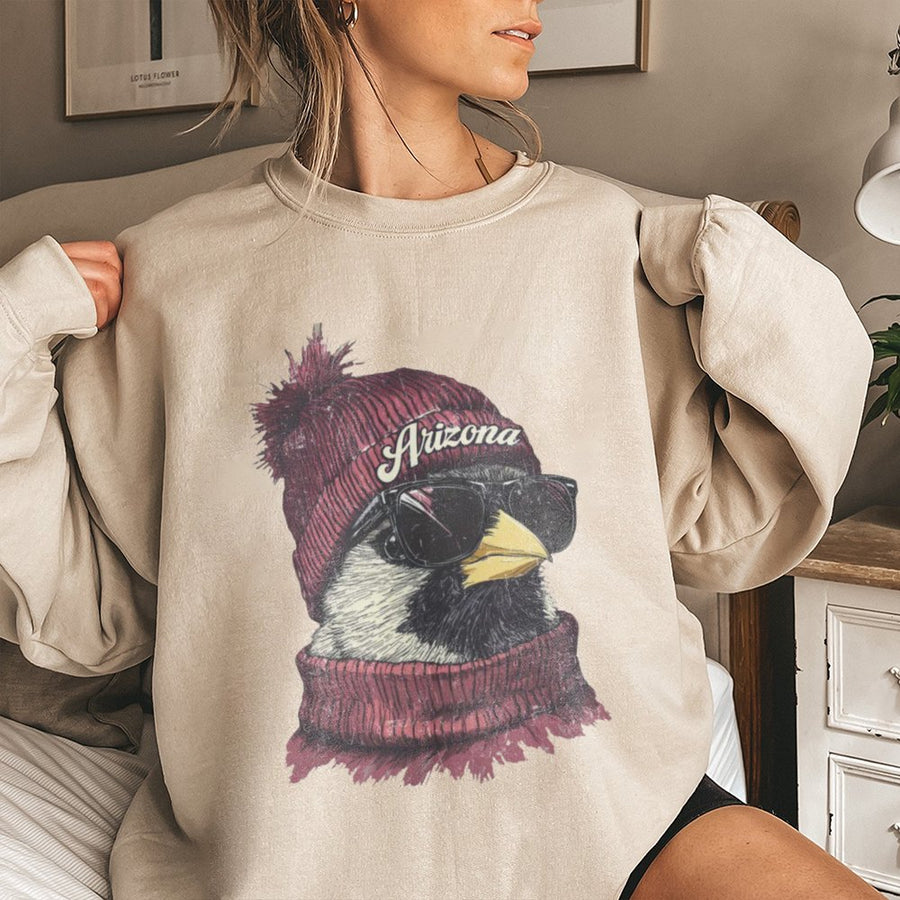 Arizona Cardinal Bird In Beanie And Sunglasses Sweatshirt