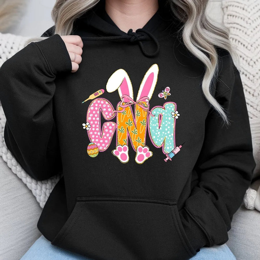 Nurse Easter Hoodie | Stethoscope Bow Graphic | Soft Cotton-Polyester Blend | Nursing Student Gift & Hospital Apparel