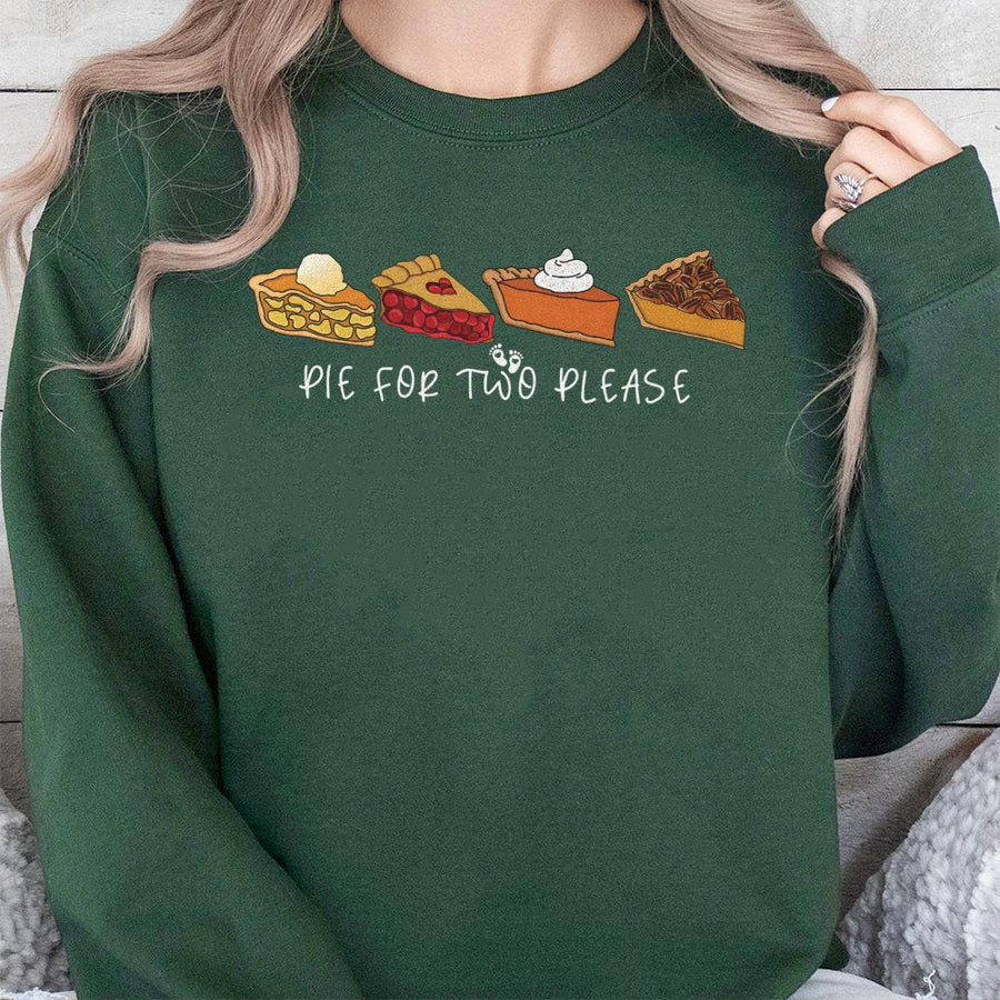 Pie For Two Please Pregnancy Announcement Sweatshirt | Thanksgiving Baby Reveal Graphic | Unisex Cotton Blend | Cute Expecting Mom Gift