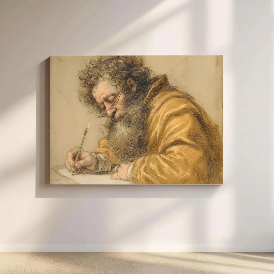 St. Jerome Writing by Guercino Canvas Wall Art | Classical Baroque Masterpiece Reproduction | Gallery Wrapped 1.25" Premium Print | Sophisticated Home Office Decor