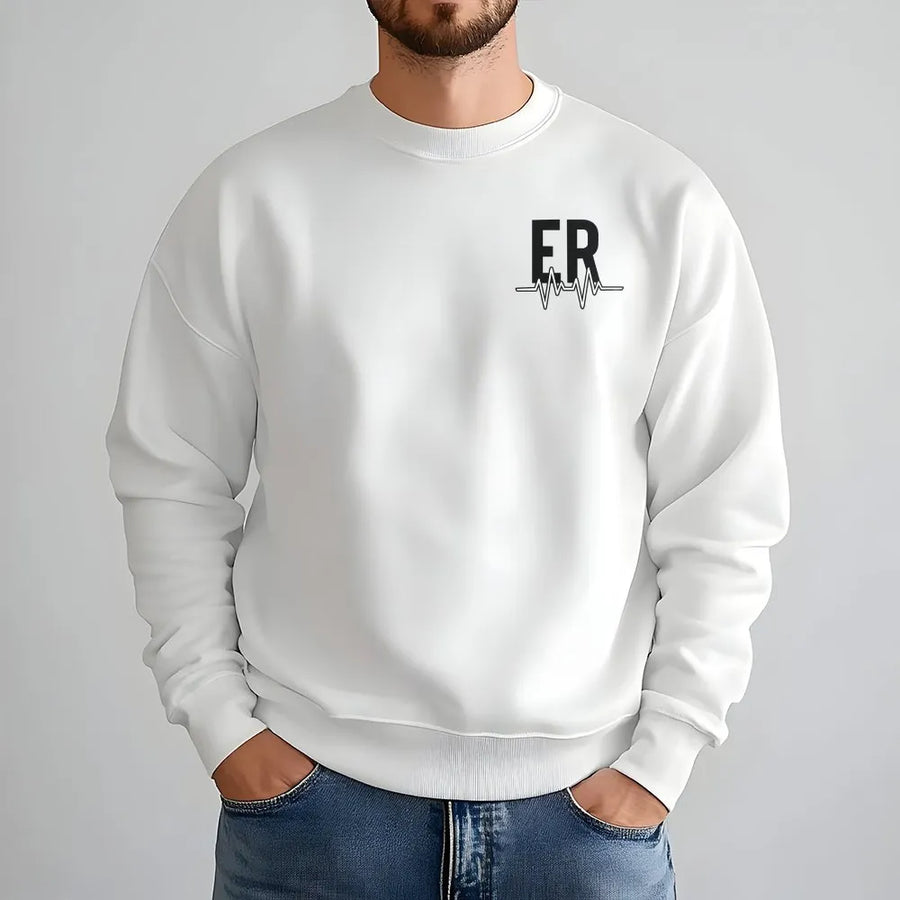 ER Nurse Sweatshirt | Heartbeat EKG Line Graphic | Soft Cotton Tee | Gift for Doctor, Paramedic & Medical Professional