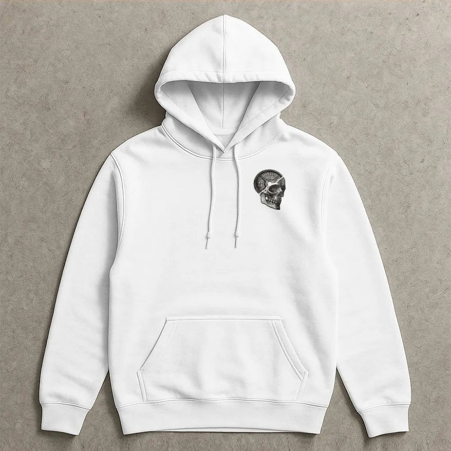 Weightlifting Skull Hoodie | Cracked Skull Barbell Plate Graphic | Premium Cotton Tee | Gift for Weightlifter