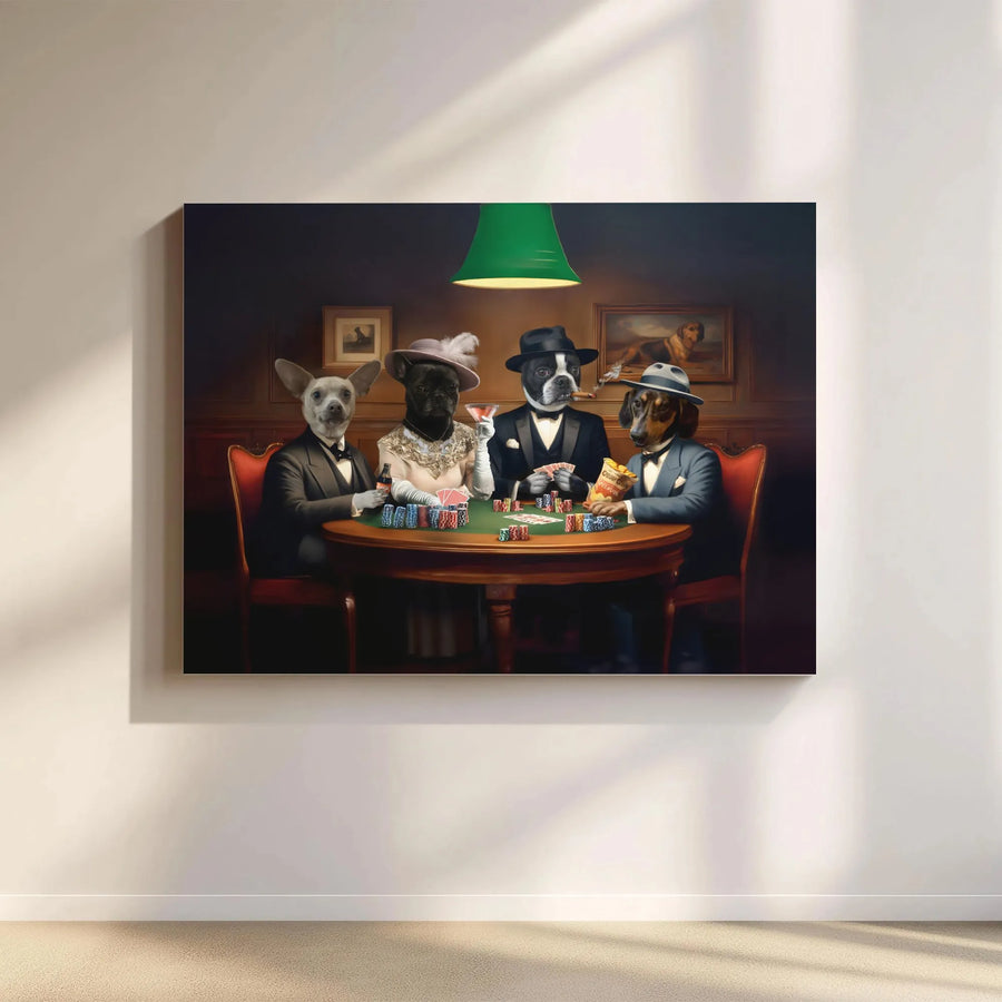 Dogs Playing Poker Canvas Wall Art | Funny Vintage Dog Painting | Premium 1.25-Inch Gallery Wrap | Unique Gift for Dog Lovers & Gamers