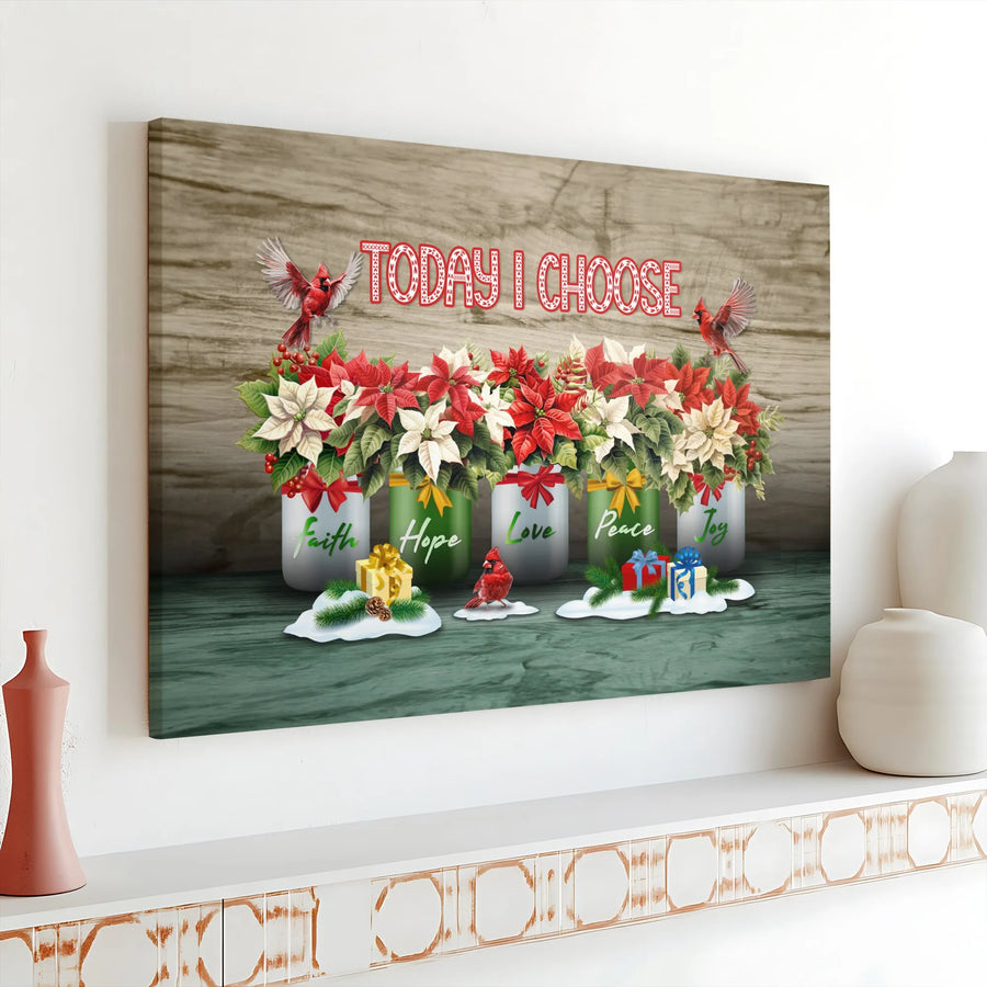 Inspirational Christmas Canvas Wall Art | Faith Hope Love Peace Joy Print | Premium Gallery Wrapped Canvas | Christian Holiday Home Decor Gift