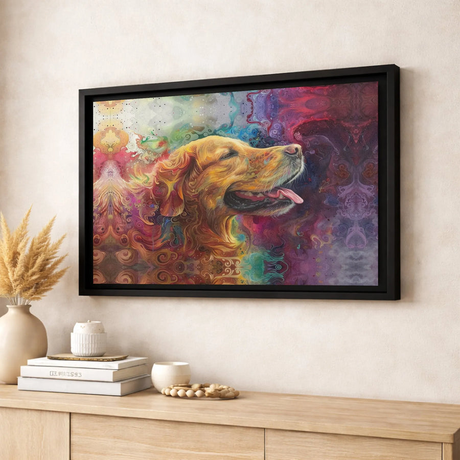 Golden Retriever Canvas Art | Psychedelic Abstract Pet Portrait | Premium Gallery-Wrapped Print | Colorful Dog Lover Gift Home Decor