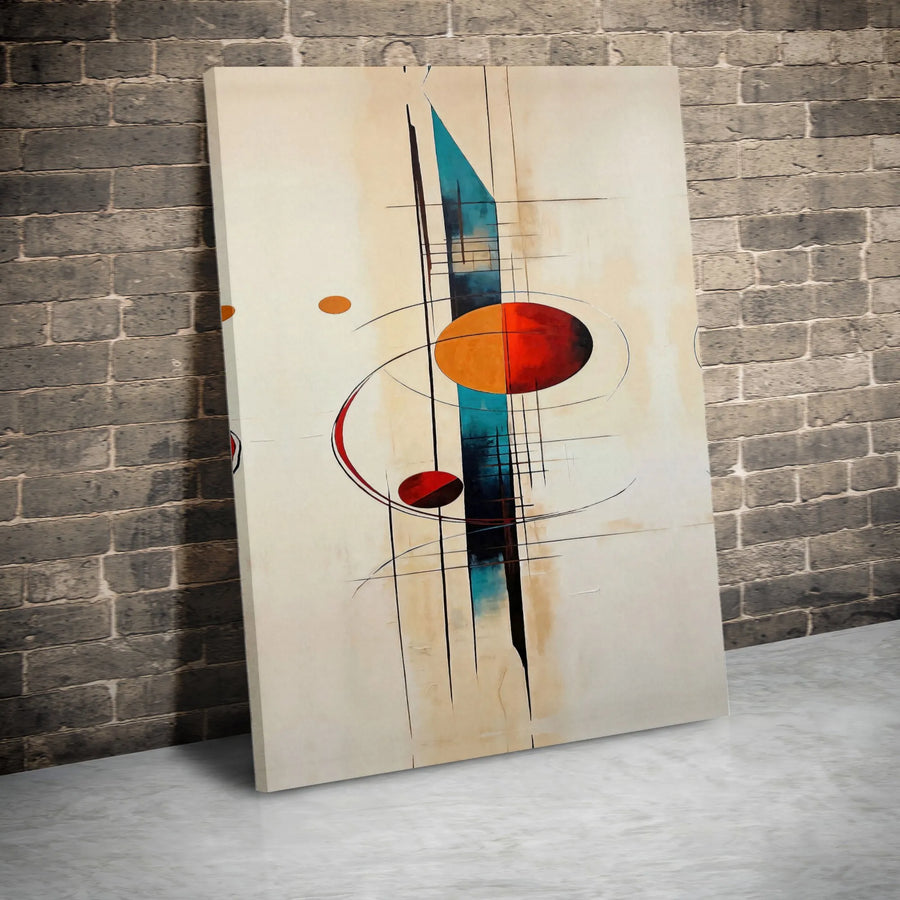 Abstract Geometric Canvas Wall Art | Mid Century Modern Vertical Print | Premium Gallery Wrapped Artwork | Modern Living Room & Office Decor Gift