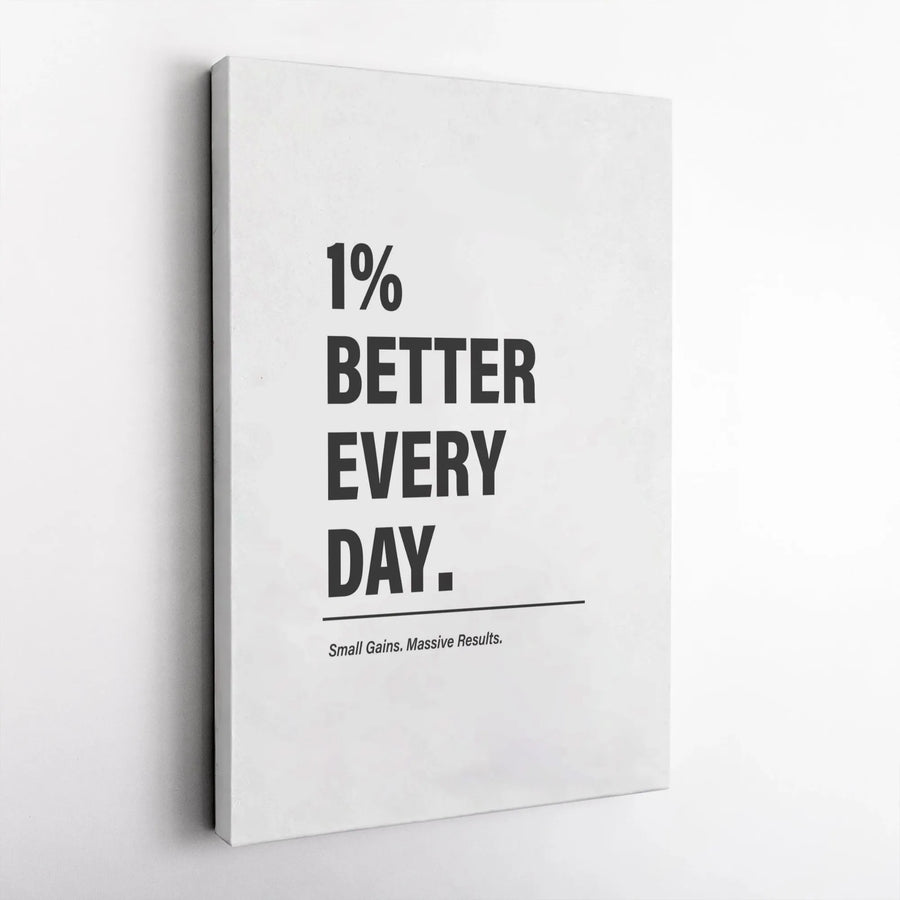 1% Better Every Day Canvas Print | Minimalist Motivational Wall Art | Premium Gallery-Wrapped Decor | Home Office Success Gift