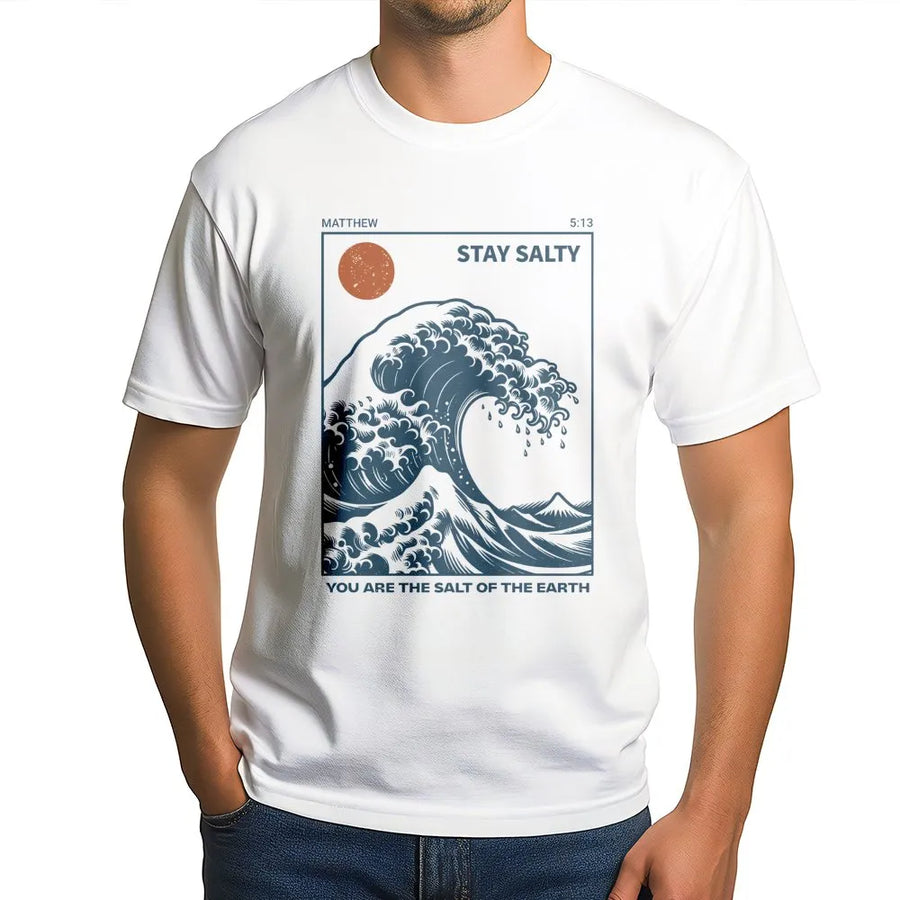Stay Salty Christian T-Shirt | Salt of the Earth Matthew 5:13 Graphic | Premium Soft Cotton | Faith-Based Religious Gift for Believers