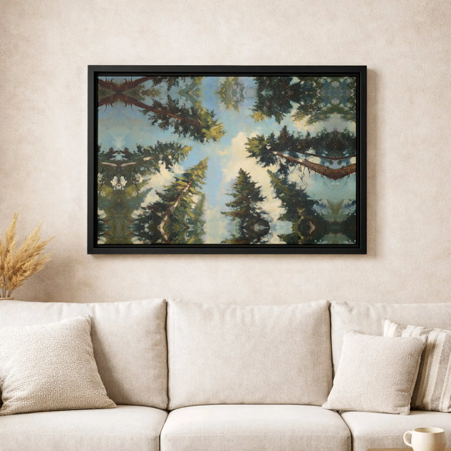 Forest Canopy Canvas Art | Abstract Tree Reflection Print | 1.25 Inch Premium Gallery Wrap | Nature Wall Decor Gift for Living Room