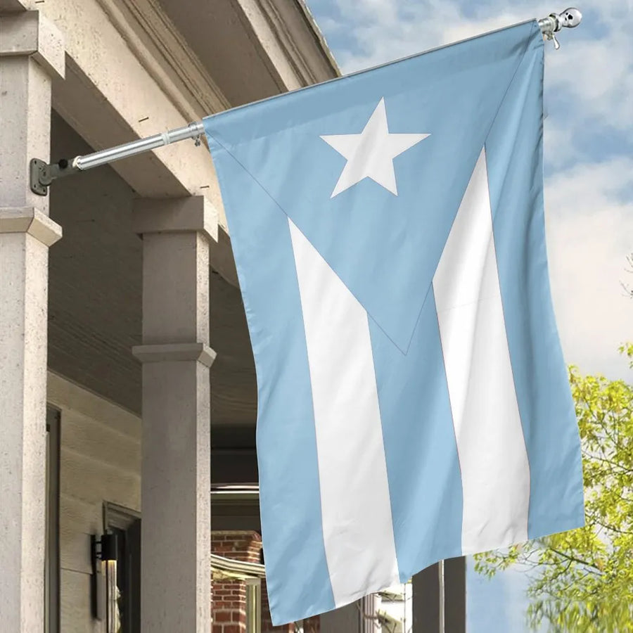 Puerto Rican Flag House Flag | Historic Light Blue Monoestelar Design | Weather-Resistant Polyester | Boricua Pride Outdoor Decor Gift for Home