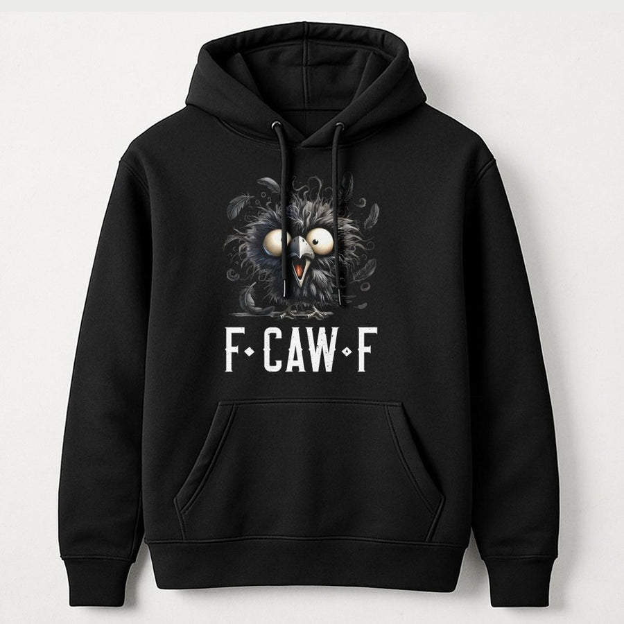 F-Caw-F Crow Graphic Hoodie | Funny Raven Bird Pun Design | Soft Cotton-Polyester Blend | Quirky Gift for Bird Lovers & Gothic Style Fans