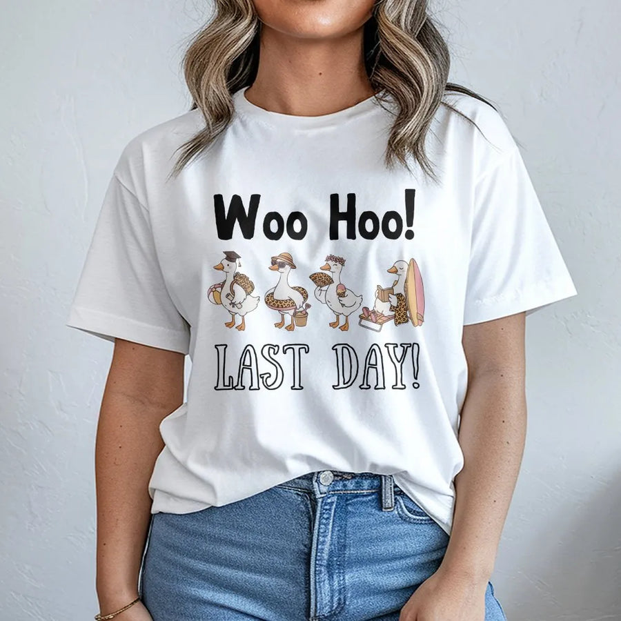 Last Day of School T-Shirt | Funny Woo Hoo Goose Graphic Tee | Premium Cotton Comfort Colors Shirt | Student Teacher Graduation Gift