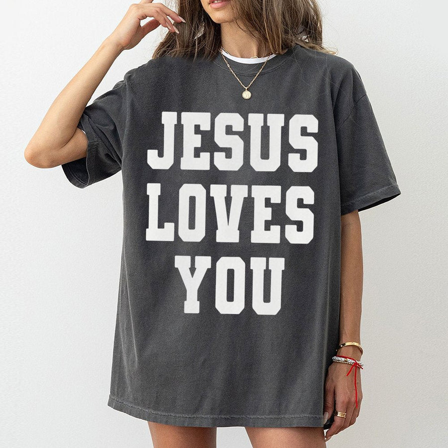 Jesus Loves You T-Shirt | Minimalist Christian Graphic Print | Premium 100% Cotton Tee | Inspirational Religious Gift for Men and Women