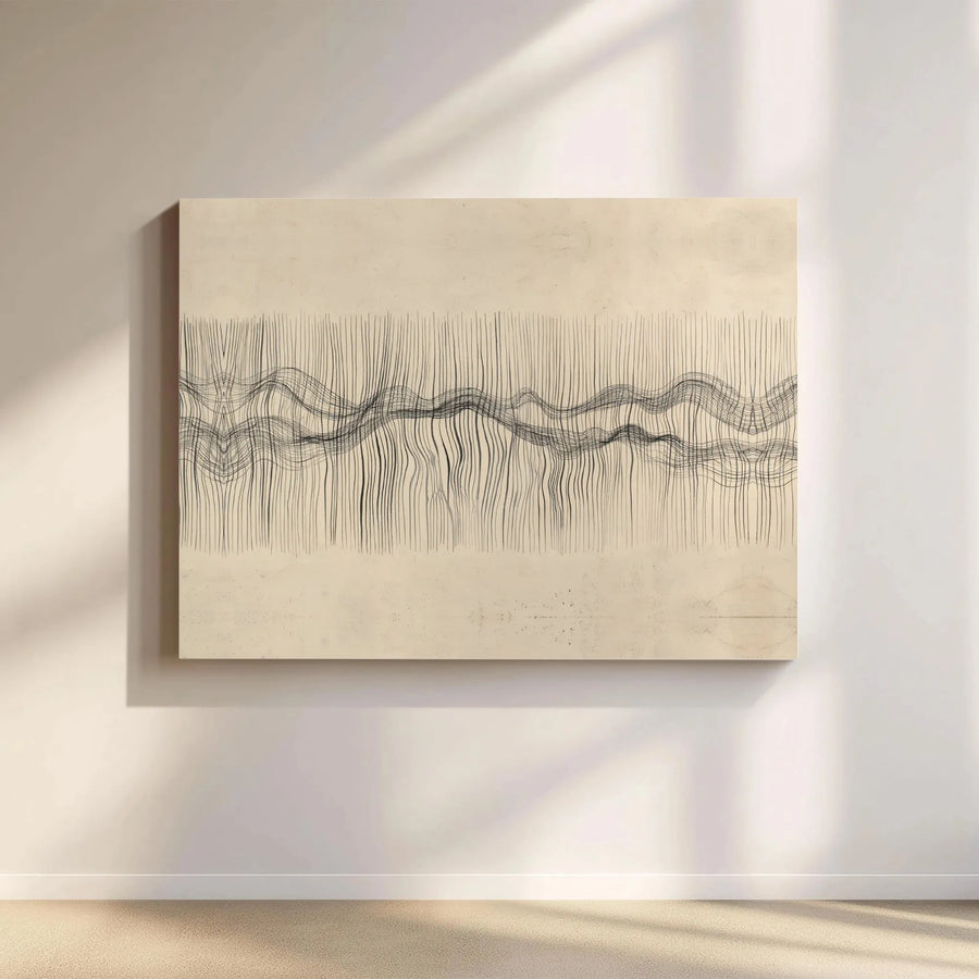 Abstract Soundwave Canvas Art | Minimalist Wavy Line Drawing | Premium Gallery Wrap Canvas | Modern Office Wall Decor Gift