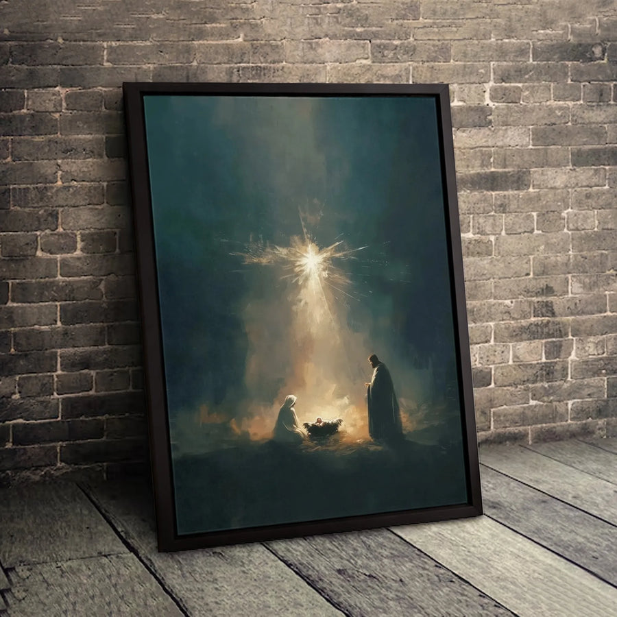 Nativity Scene Canvas Wall Art | Jesus Birth Mary Joseph Painting | Gallery-Quality Fade-Resistant Print | Religious Christmas Home Decor Gift