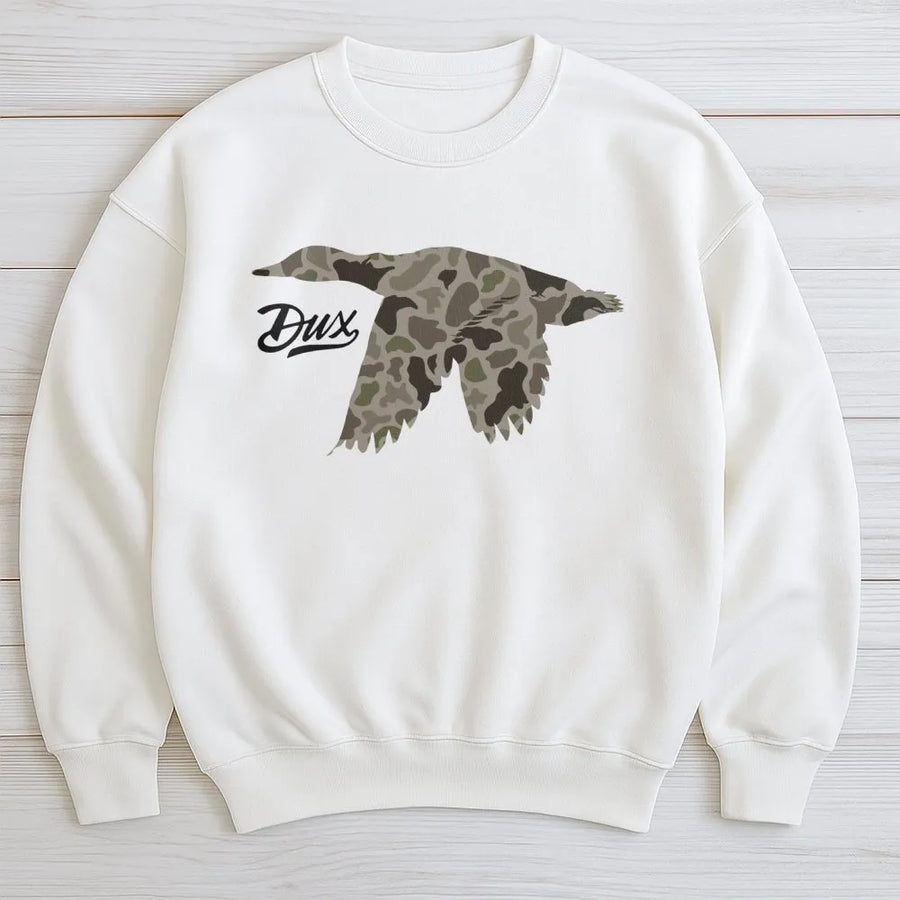 Camo Duck Sweatshirt | Minimalist Mallard Graphic | Premium Cotton Blend | Outdoor Gift for Hunters and Nature Lovers