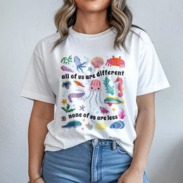 Neurodiversity T-Shirt | All Of Us Are Different Ocean Design | 100% Cotton Premium Tee | Inclusive Autism Awareness Gift For Teachers