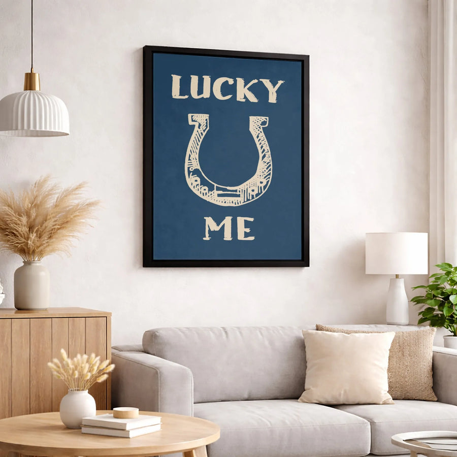 Lucky Me Horseshoe Canvas Art | Rustic Western Wall Decor | 1.25 Inch Premium Gallery Wrap | Good Luck Gift for Home or Office