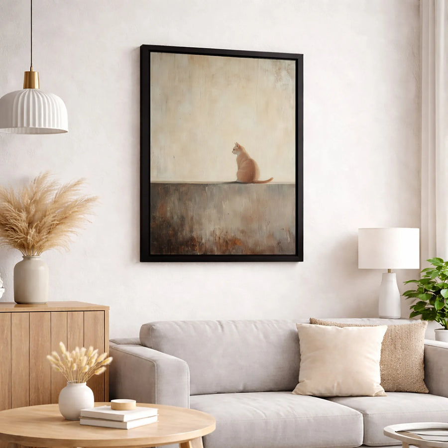 Ginger Cat Canvas Wall Art | Minimalist Orange Tabby Painting | Gallery-Quality Premium Print | Serene Animal Decor for Home and Office