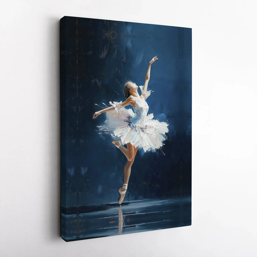 Ballerina Canvas Wall Art | Impressionist Dancer in White Tutu | Premium Fade-Resistant Gallery Wrap | Elegant Home Decor Gift for Her