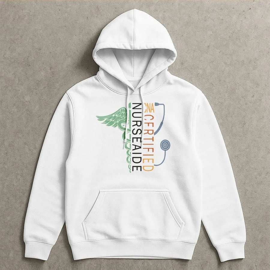 CNA Hoodie | Certified Nursing Assistant Medical Design | Premium Cotton Blend Sweatshirt | Graduation Gift for Nurse Appreciation & Student Nurses
