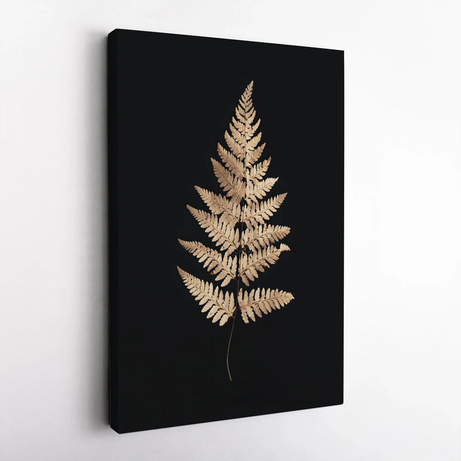 Golden Fern Canvas Print | Minimalist Botanical Wall Art | Premium Gallery Wrapped 1.25" Profile | Modern Home Decor Gift