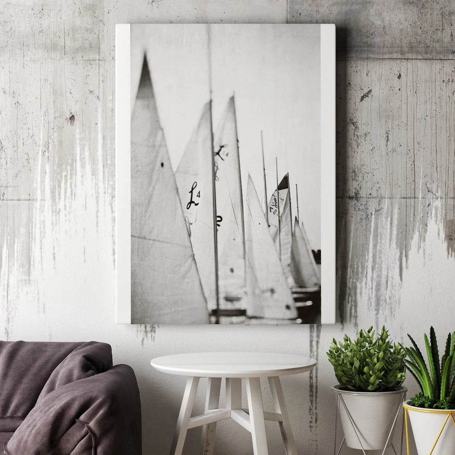 Sailboat Canvas Wall Art | Abstract Black and White Photography | Premium Thick Canvas | Nautical Decor Gift for Sailor