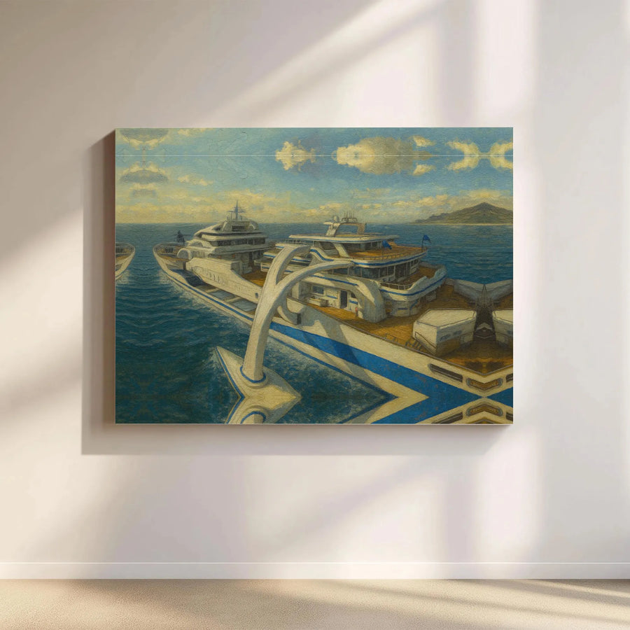 Futuristic Superyacht Canvas Print | Modern Ocean Nautical Wall Art | Gallery Wrap Premium Decor | Luxury Yacht Travel Home Decor Gift