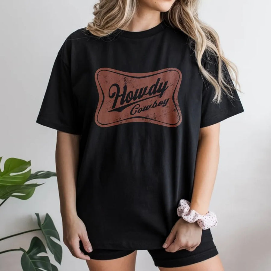 Howdy Cowboy T-Shirt | Vintage Western Retro Graphic | Soft Cotton Tee | Country Concert Gift for Cowgirl
