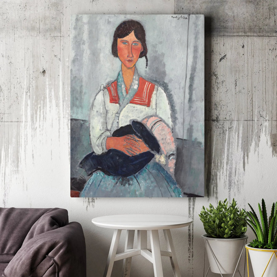 Modigliani The Little Servant Girl Canvas Wall Art | Famous Expressionist Portrait Painting | Premium Gallery Wrap Print | Collector's Gift for Home Decor