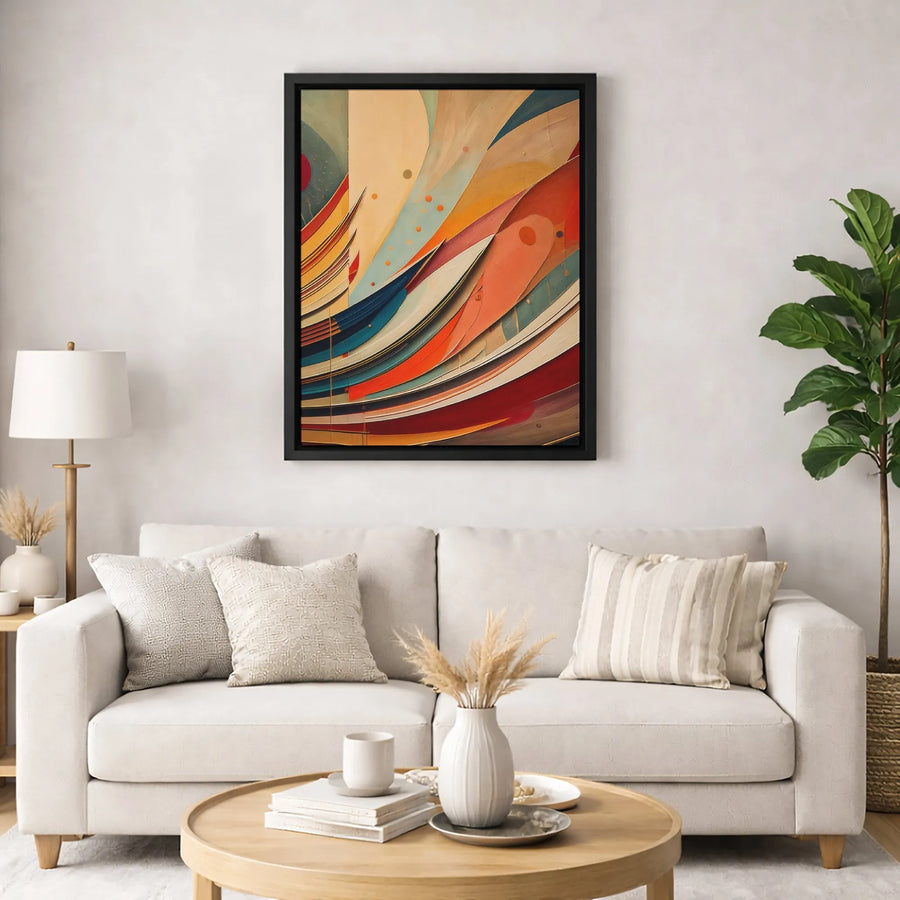 Abstract Canvas Wall Art | Colorful Dynamic Curves Print | 1.25 Inch Gallery Wrap | Modern Home Office Decor Gift