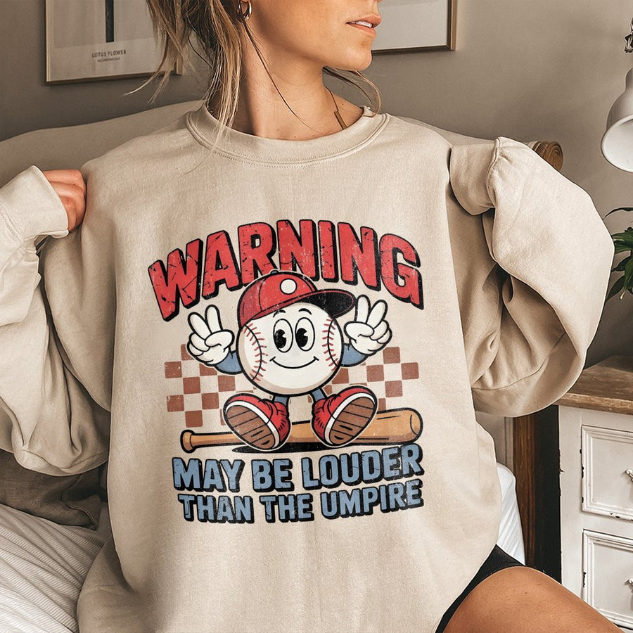 Baseball Mom Sweatshirt | Funny Louder Than The Umpire Graphic | Retro Game Day Crewneck | Premium Cotton Blend Fan Gift For Her