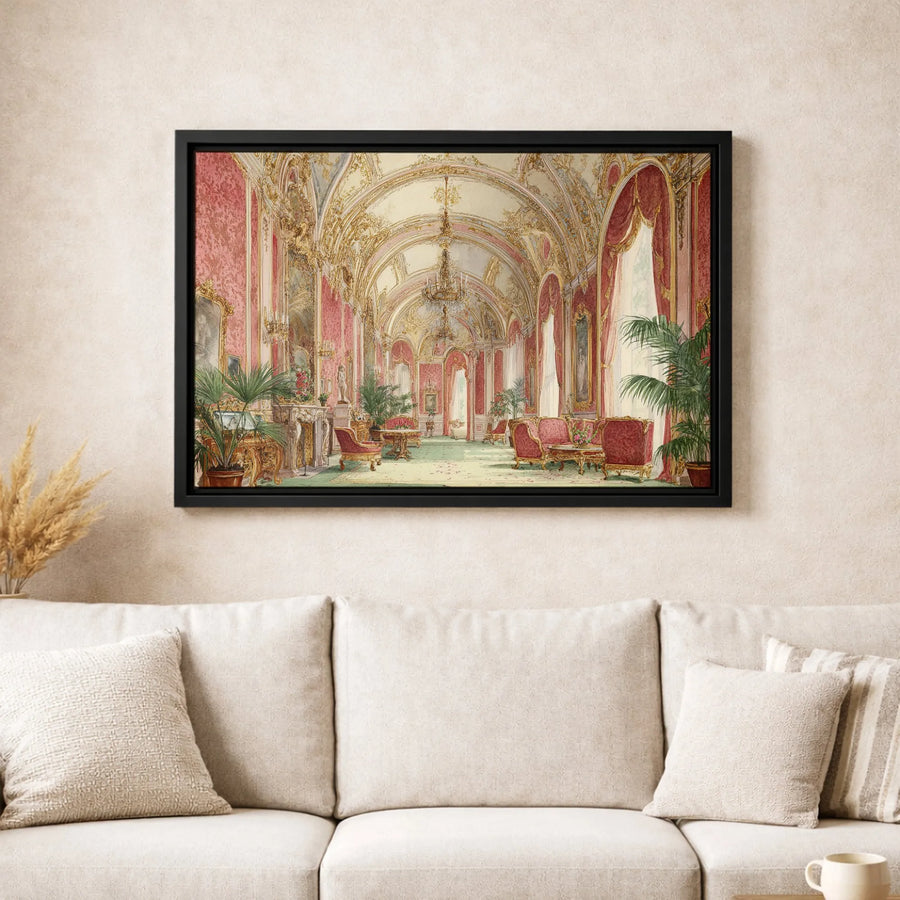 Rococo Palace Wall Art | Vintage Grand Interior Painting | Premium Gallery Wrapped Canvas | Luxury Home Decor Gift