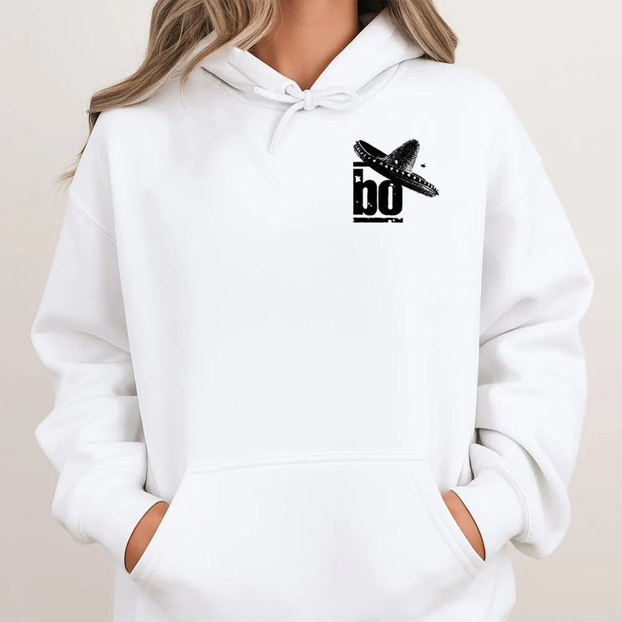 Sombrero Hoodie | Vintage Distressed Graphic Chest Logo | Premium Cotton Blend Pullover | Unisex Cinco de Mayo Gift