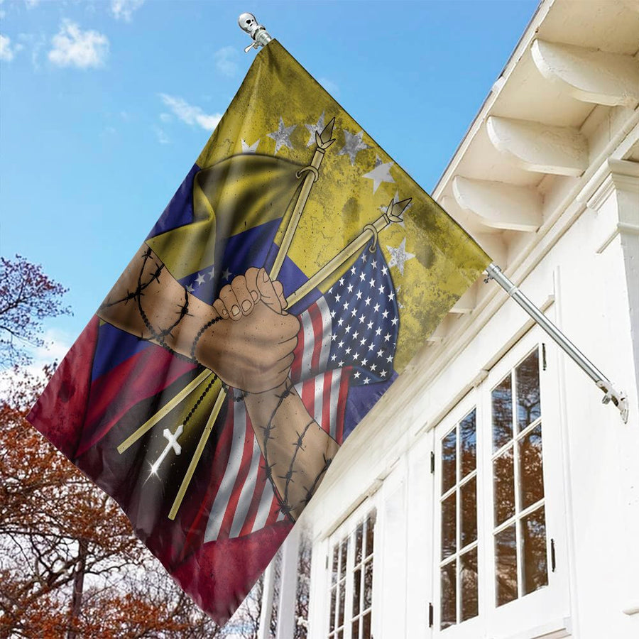 USA Venezuela Unity Flag | Faith Freedom Friendship Design | Premium UV-Resistant Polyester | Patriotic Outdoor Home Decor Gift