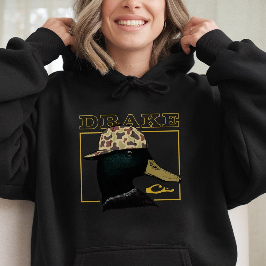 Duck Hunting Hoodie | Retro Camo Hat Mallard Graphic | Premium Cotton Blend | Unisex Outdoor Wildlife Gift for Hunters and Nature Lovers