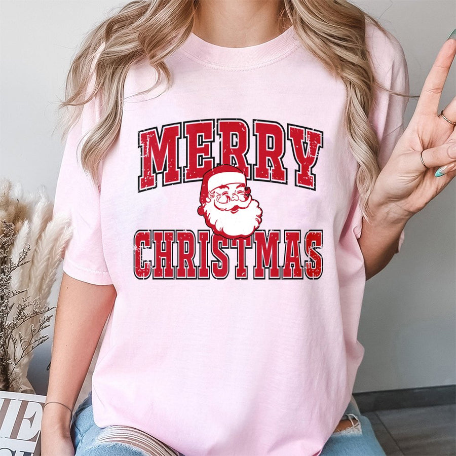 Merry Christmas Santa T-Shirt | Retro Vintage Holiday Graphic | 100% Cotton Premium Tee | Unisex Festive Gift for Family and Friends