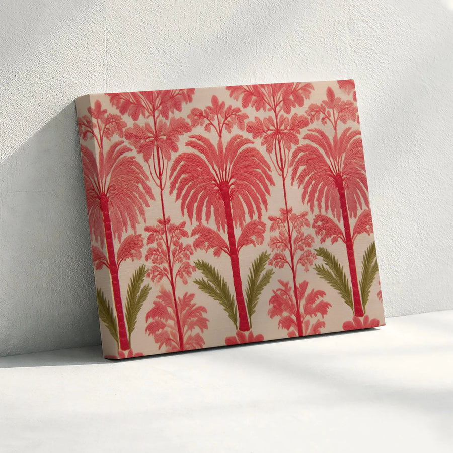 Pink Palm Tree Canvas Art | Tropical Botanical Wall Decor | Gallery Quality Premium Print | Modern Living Room Gift