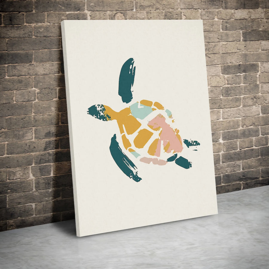 Abstract Sea Turtle Canvas Wall Art | Minimalist Coastal Ocean Print | Gallery Quality Fade-Resistant | Modern Home Decor Gift