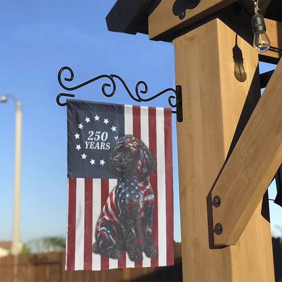 Patriotic Poodle Garden Flag | 250 Years US Semi-Quincentennial Celebration | Double Sided Premium Outdoor Polyester | USA Pride Yard Decor Gift for Dog Lovers