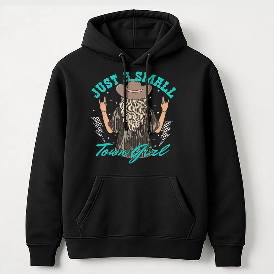 Small Town Girl Graphic Hoodie | Western Cowgirl Aesthetic Design | Premium Cotton Blend | Country Music Lover Gift for Her