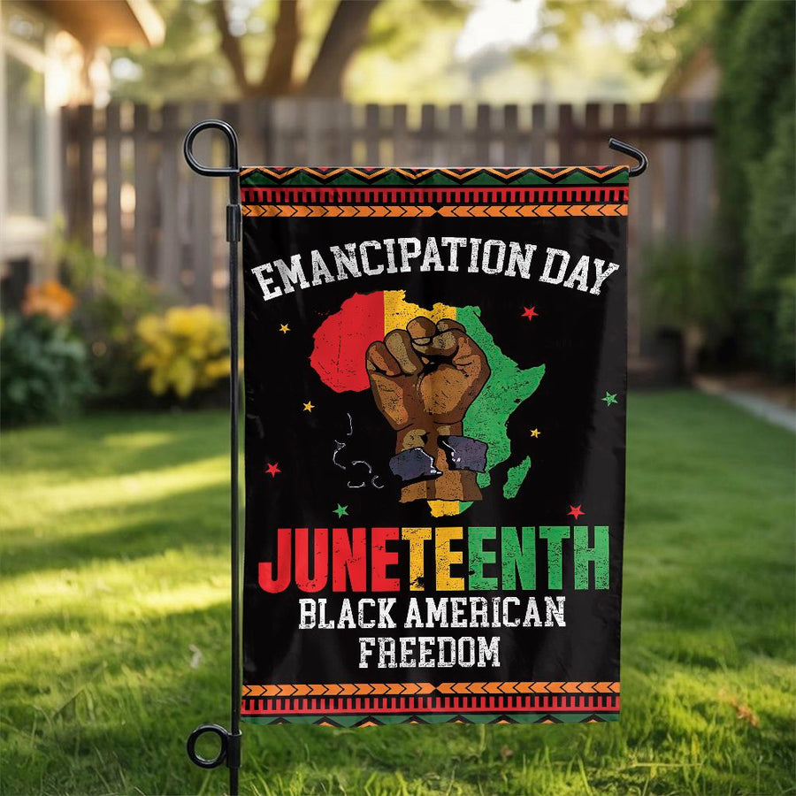 Juneteenth Garden Flag | Emancipation Day Freedom Fist Design | Premium Weather-Resistant Polyester | Patriotic Black History Yard Decor