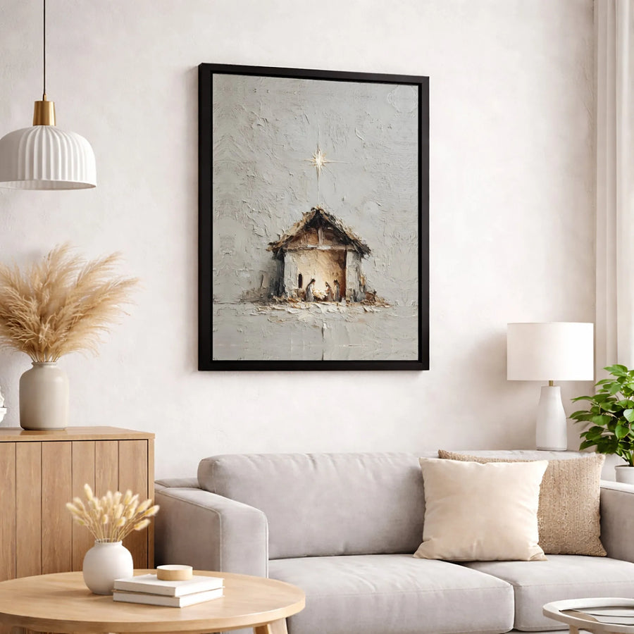 Nativity Scene Canvas Print | Textured Star of Bethlehem Religious Wall Art | Premium Fade-Resistant Gallery Wrap | Christian Christmas Home Decor Gift
