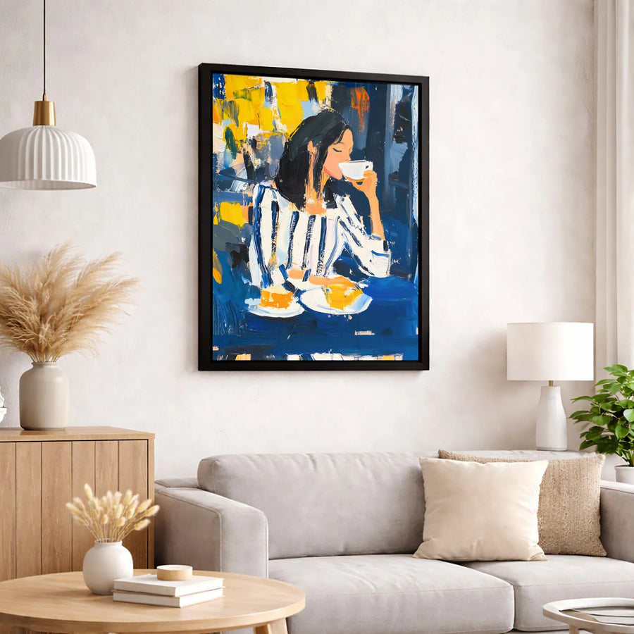 Coffee Shop Wall Art | Abstract Impasto Woman Portrait | Gallery-Wrapped Canvas Print | Modern Kitchen and Living Room Decor Gift