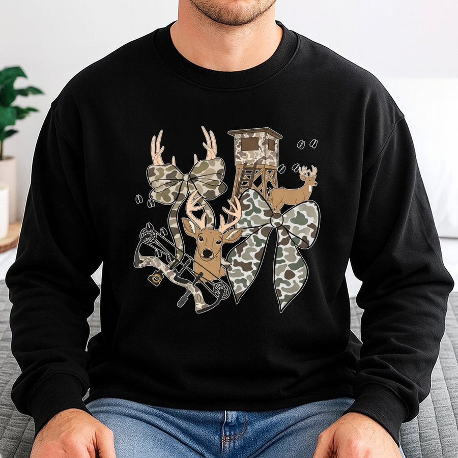 Hunting Season Sweatshirt | Camo Deer Bow Hunting Aesthetic | Premium Cotton Blend | Gift for Hunter Women & Men